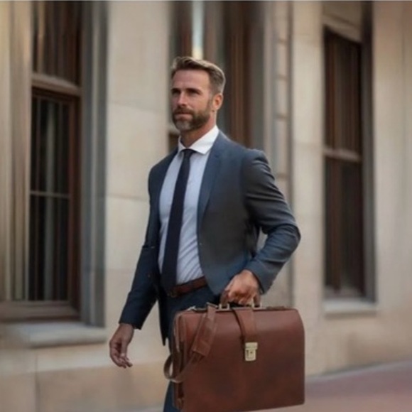 Hartmann Lawyer Briefcase in belting leather with Brass Lock & Structured Design - Picture 2 of 16